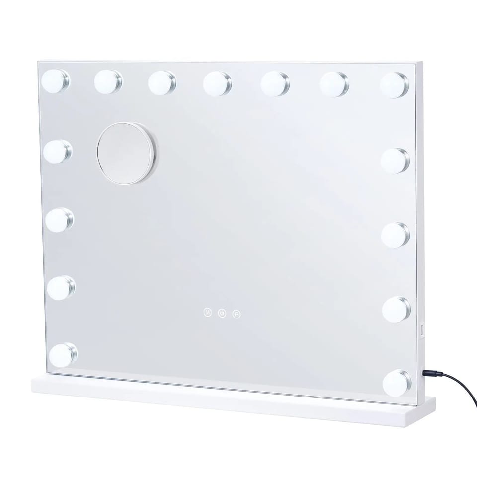 For Hollywood LED Vanity Mirror with Detachable 5X Magnification 15 Dimmable, product photo