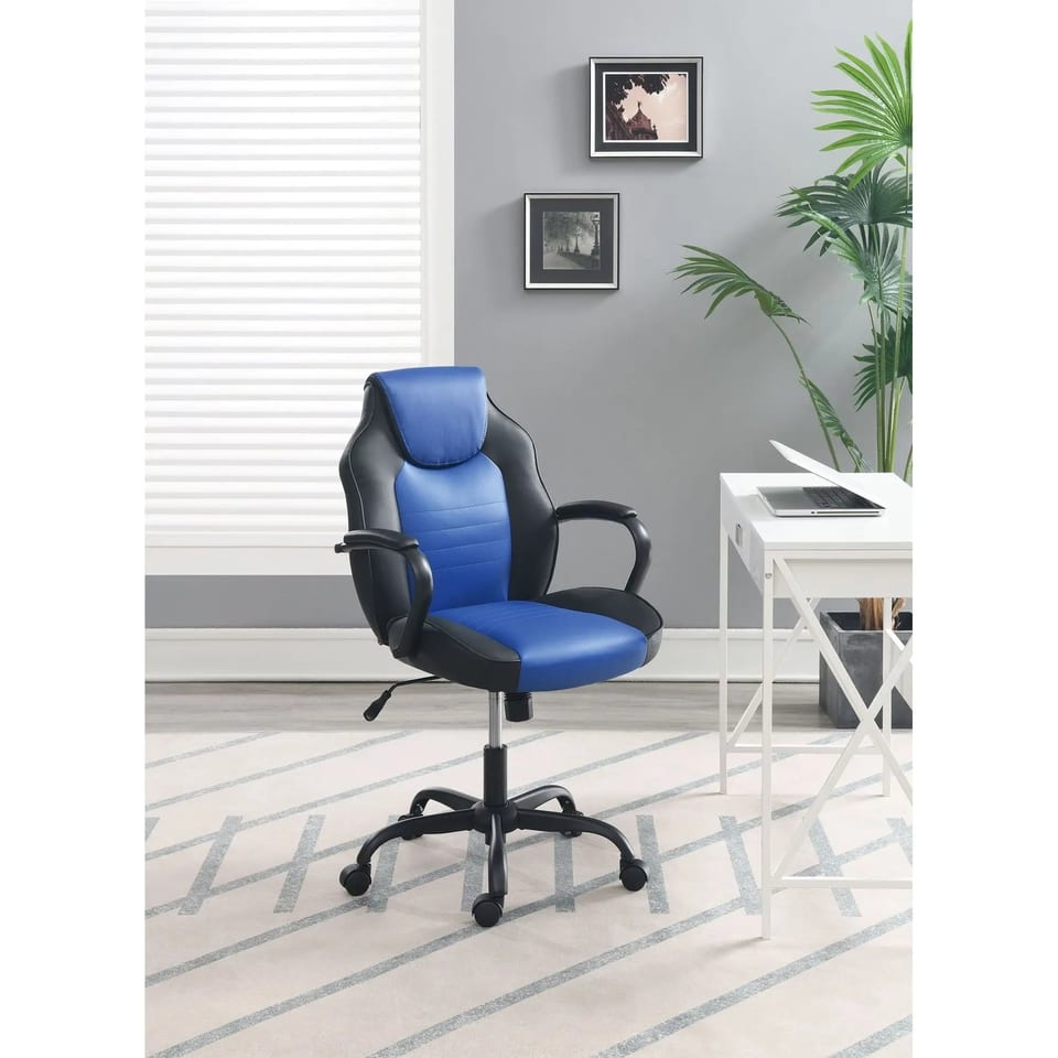 Black Faux Leather Office Chair, product photo