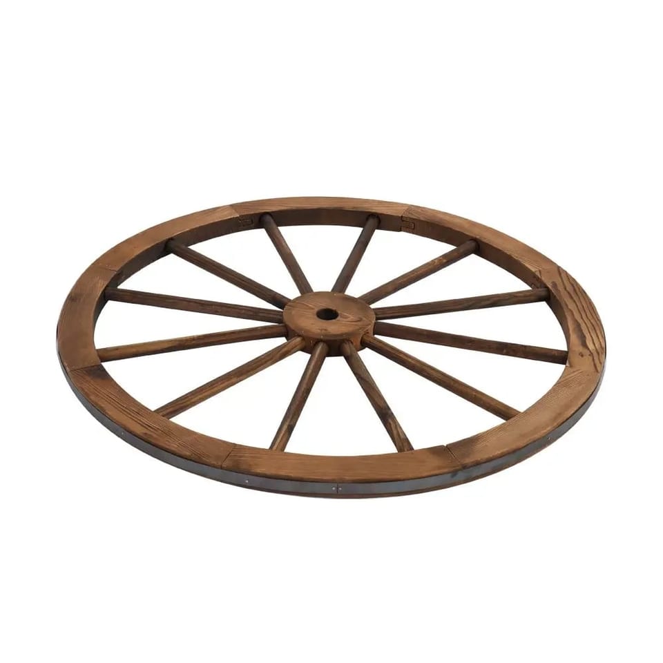 2pcs 30 Inch Old Western Style Garden Art Wall Decor Wooden Wagon Wheel in, product photo