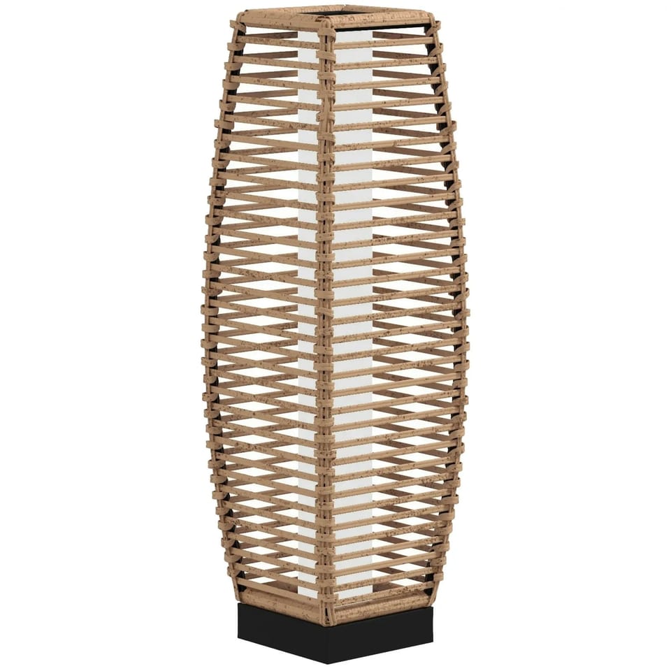 Auto On/Off LED Solar Floor Lamp Outdoor Rattan Garden Lantern with ABS Body, product photo