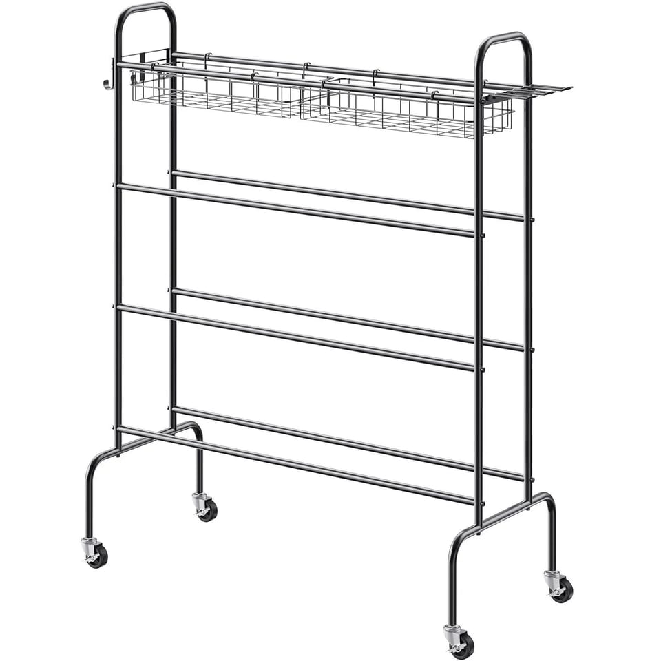 4-Layer Rolling Basketball Shooting Training Stand Sports Equipment Storage, product photo