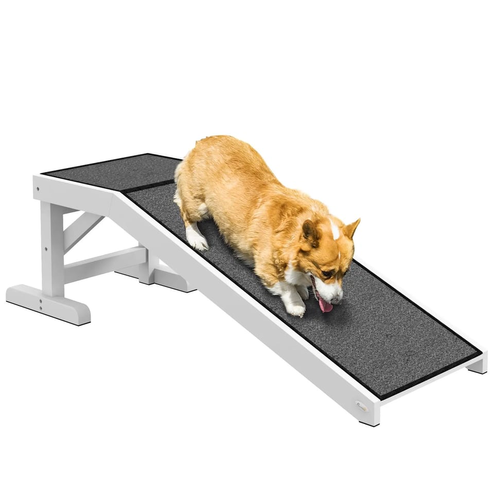 Portable White 49 X 16 X 14 Pet Stairs Ramp Non-Slip Carpet Top Platform for, product photo