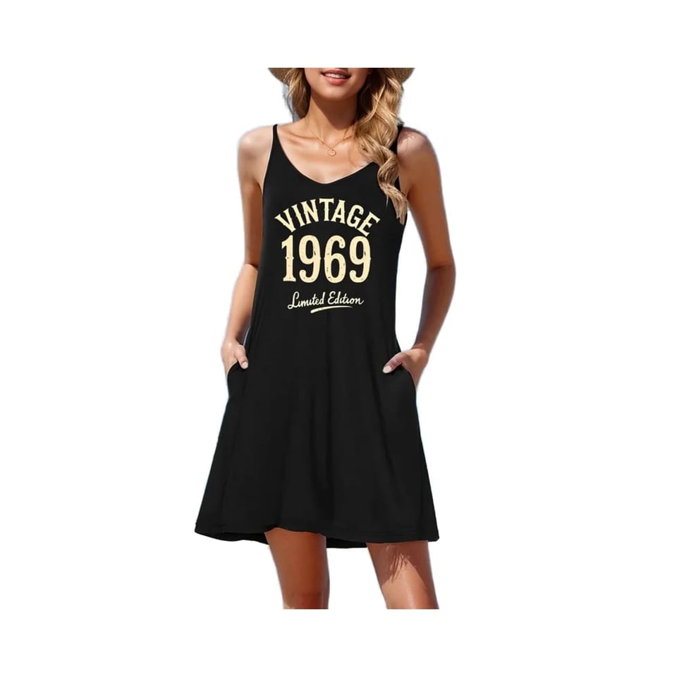 Women's U-Neck Strap Loose Waist Knee-Length A-Line Breathable Soft Polyester, product photo