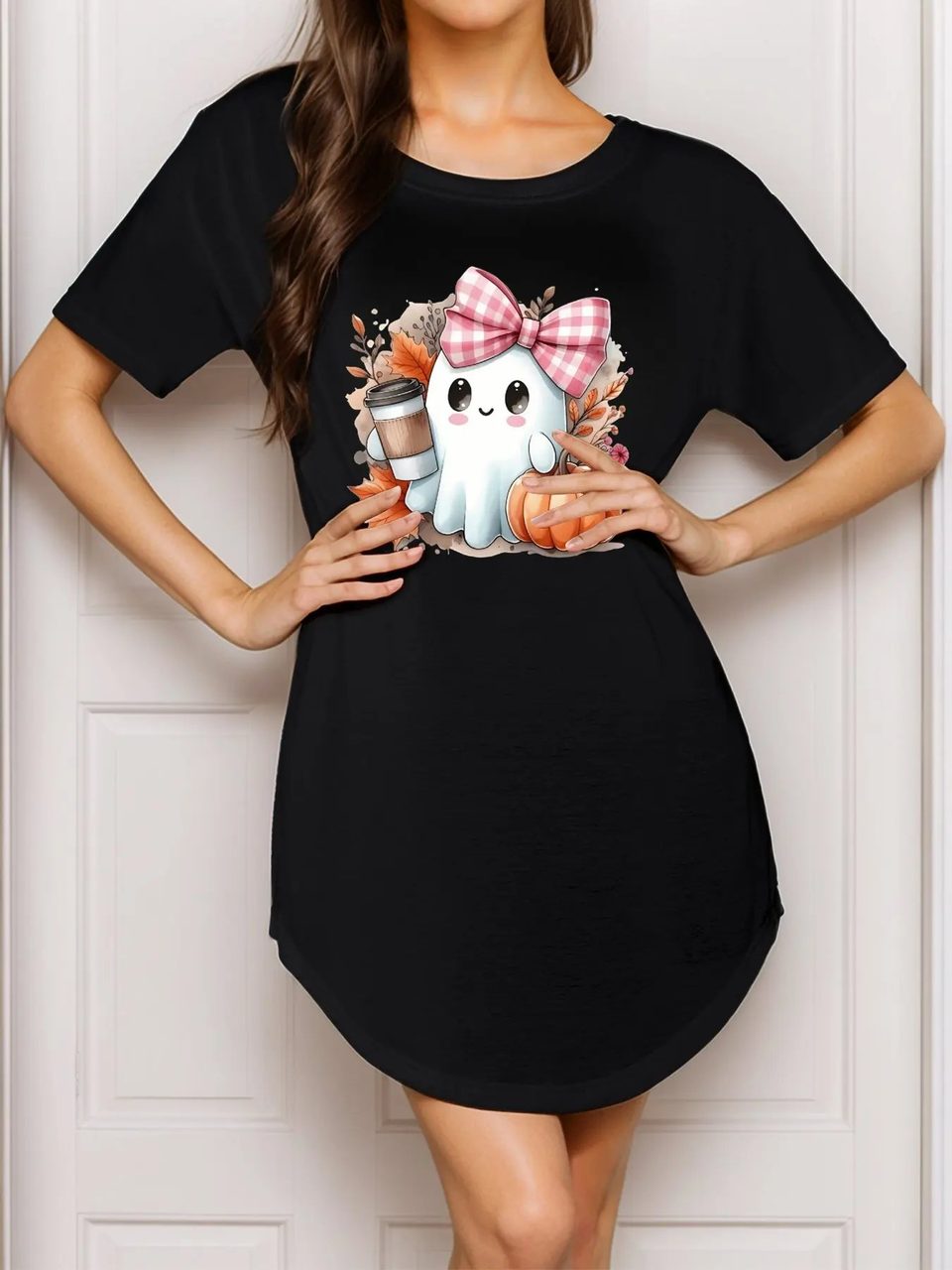 Personalized Women's Letter Print Dress Natural Waist Knitted Fabric A-Line, product photo