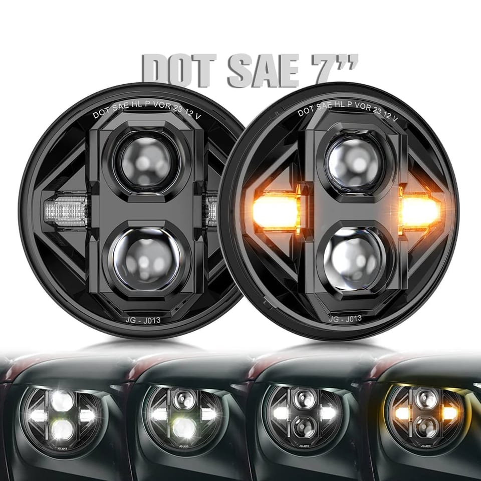 DOT Approved Waterproof IP68 Car Led Headlight High Beam 50w Low Beam 30w Angel, product photo