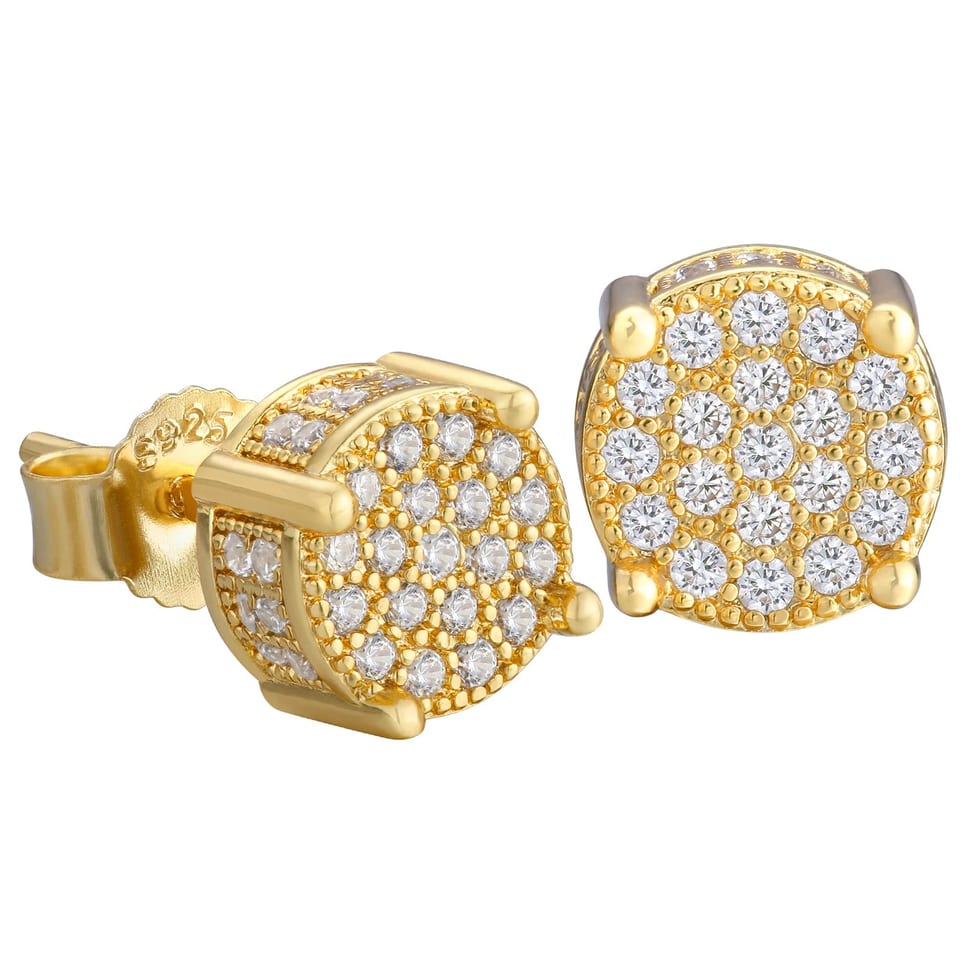 KRKC White 14K Gold Plated CZ Diamond 925 Sterling Silver Fashion Gift Round, product photo