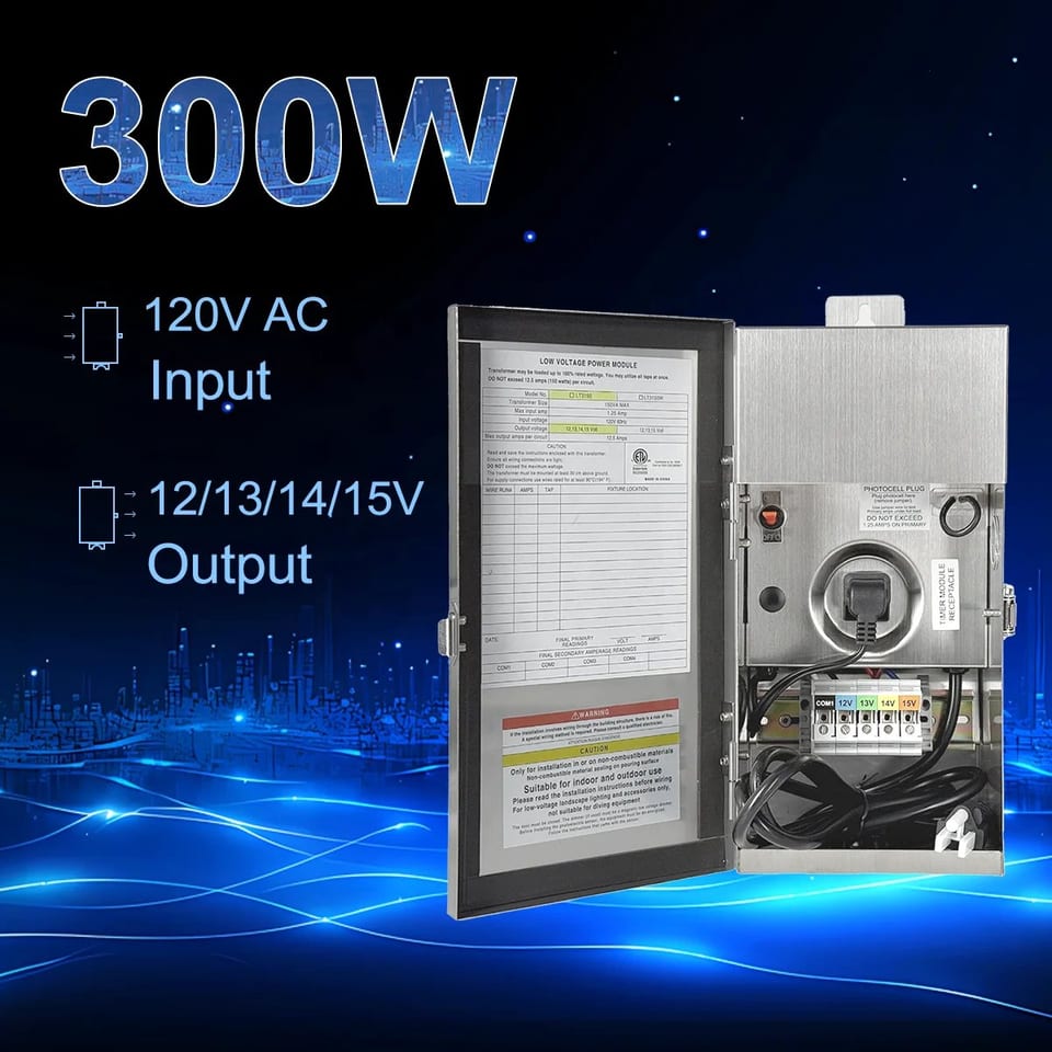 USA Warehouse Outdoor Transformer for Landscape Lighting Durable 300 Watt, product photo