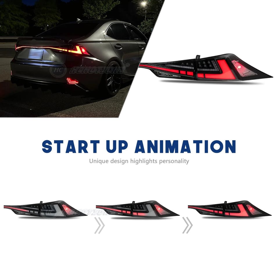 HCMOTIONZ RGB Tail Lights DRL Start up Animation IS250 300 350 300h 200t F Rear, product photo