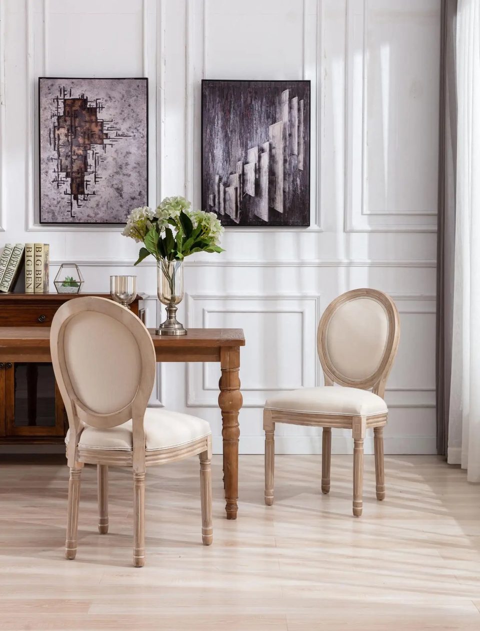 French Modern Design Round Back Fabric Luxury Dining Chair for Home Furniture, product photo