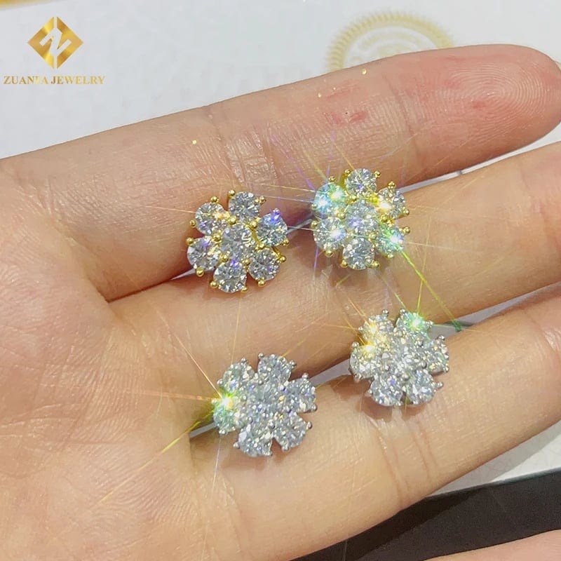 Fashion Luxury Silver Jewelry Screw Back Gold Plated 925 Sterling Silver VVS, product photo