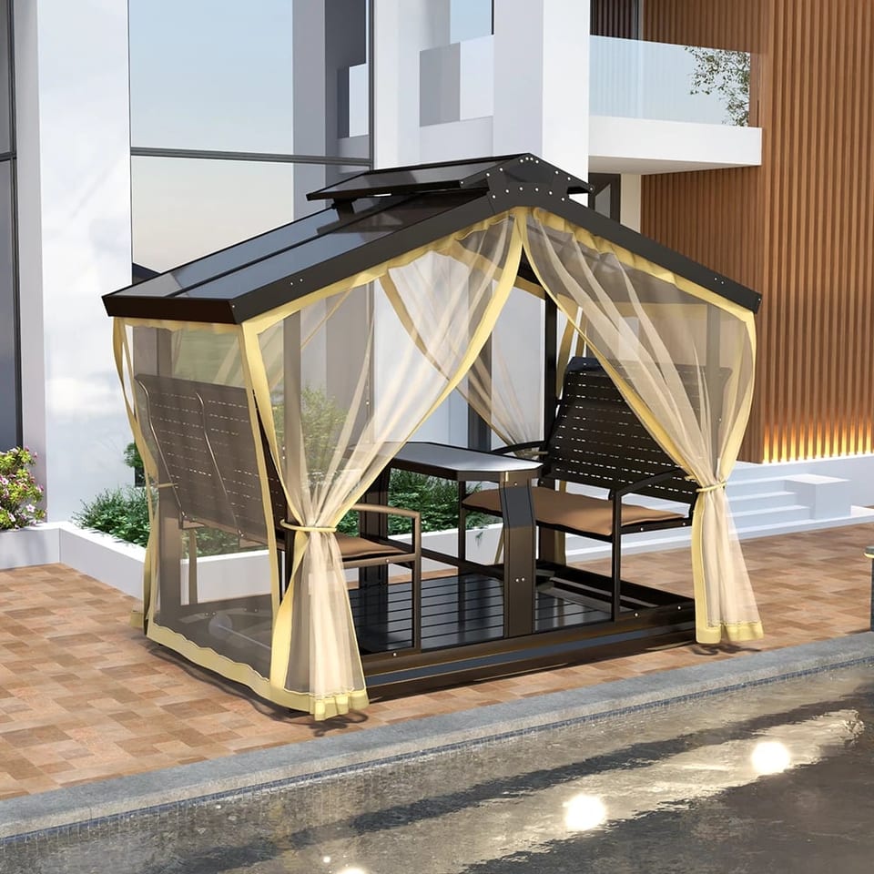 Modern Luxury Leisure Chair for Garden Rocking Swing Chair with Canopy 4 Seater, product photo