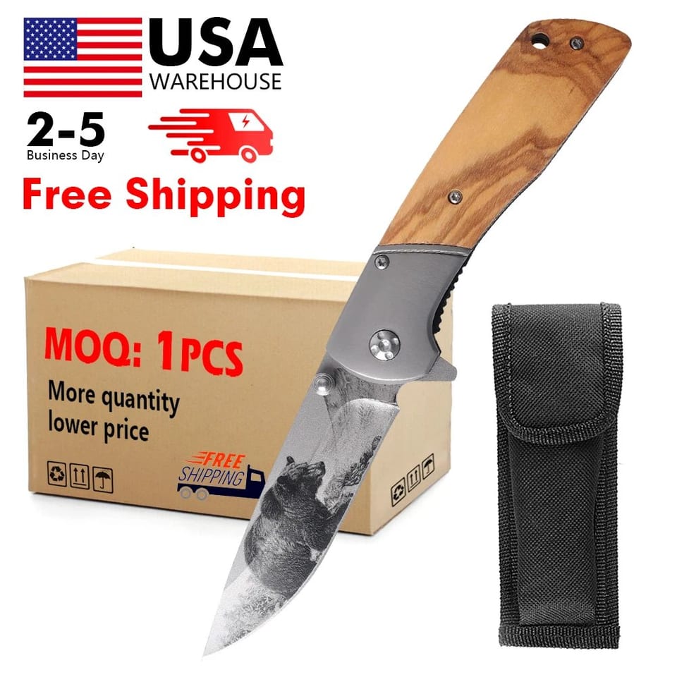 KEENSUN Fixed Blade Knife Kydex Sheath Outdoor Survival Camping Gear, product photo