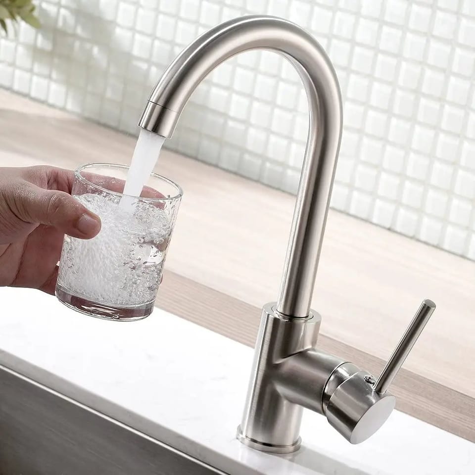 FLG Single Hole Hot Cold Water Mixer Sink Kitchen Faucets Modern Kitchen Taps, product photo