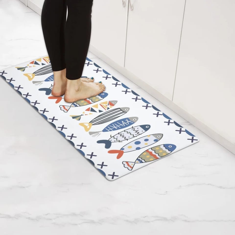 Modern PVC Anti-Fatigue Kitchen Floor Mat Waterproof Carpet Non-Slip Rug, product photo