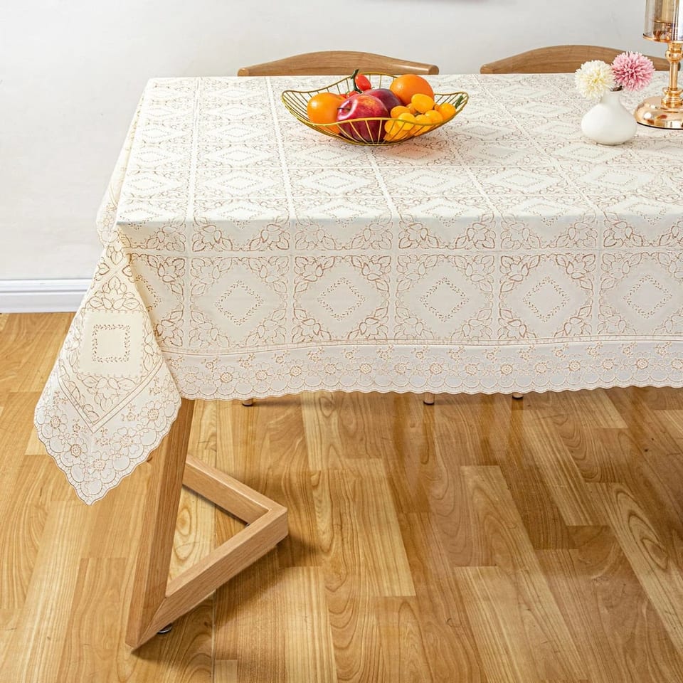 PVC Lace Table Linen Waterproof Decorative Cover for Home Kitchen Dining, product photo