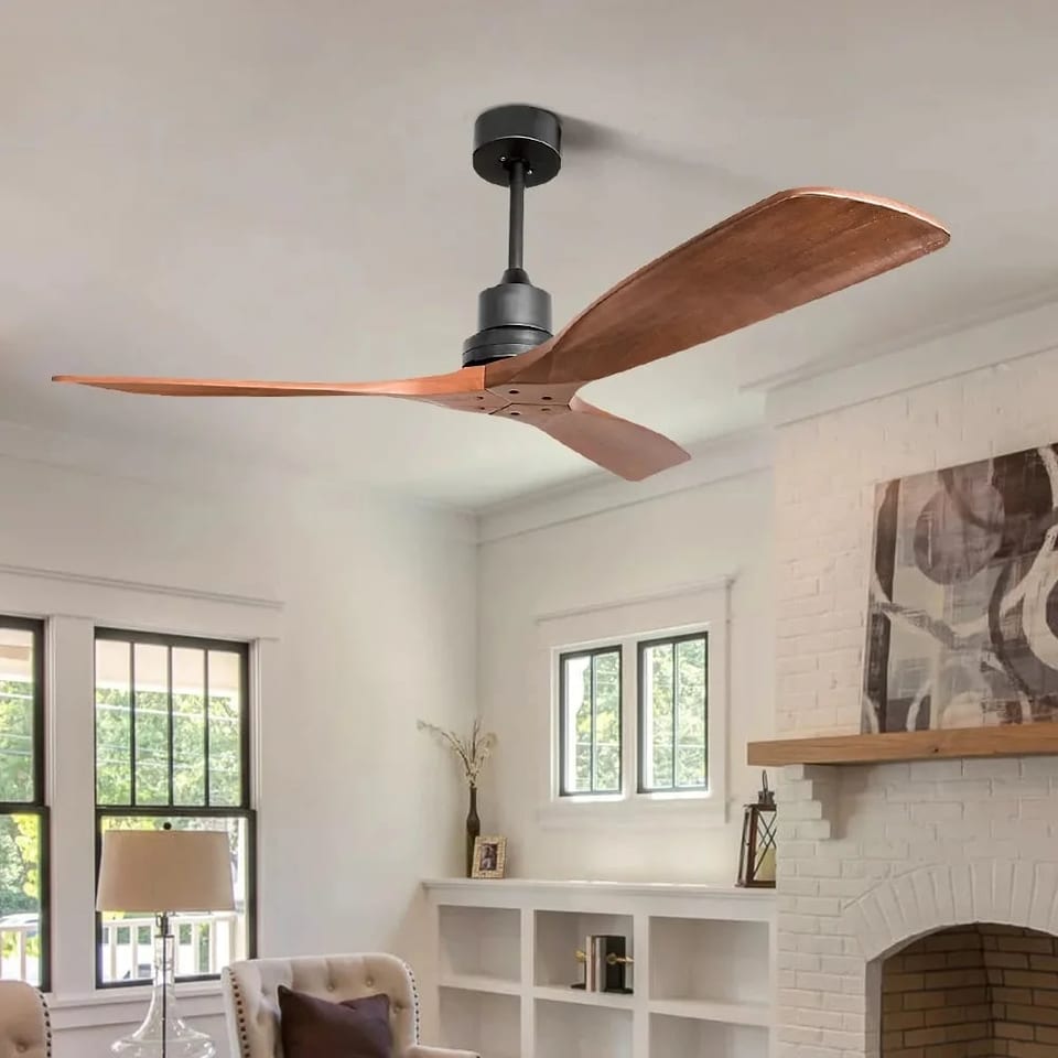 USA Outdoor 52 Inch Decorative Brown 3 Solid Wood Ceiling Fan Without Light for, product photo