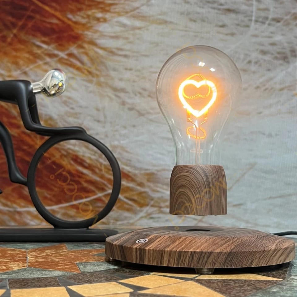 Creative Night Light Magnetic Levitation Floating Light Bulb with Heart-Shaped, product photo