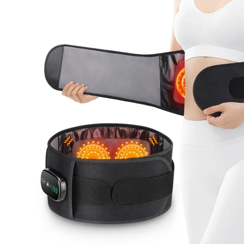 USA Rechargeable Electric Lumbar Brace Lower Back Massage Belt Red Light, product photo