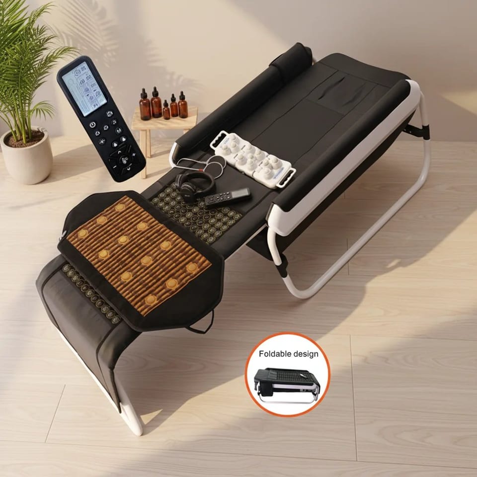Best New Automatic Spine Traction Acupressure Jade Roller Hot Stone Electric, product photo