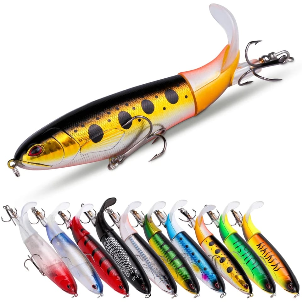 10pcs/set 35g 14cm Topwater Fishing Lure Kit with Lifelike Swiveling Tail, product photo