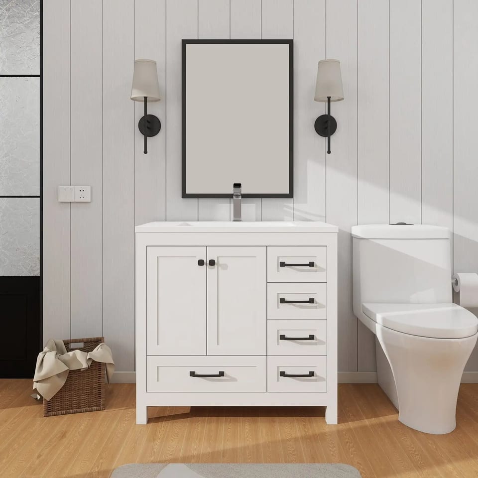 36inch Fast Ready to Assemble Apartment Size Flat Pack Morden Bathroom Vanity, product photo