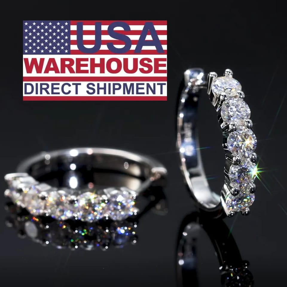1ct 0.6ct VVS Moissanite Diamond Huggie Ear Cuffs Hypoallergenic 925 Sterling, product photo