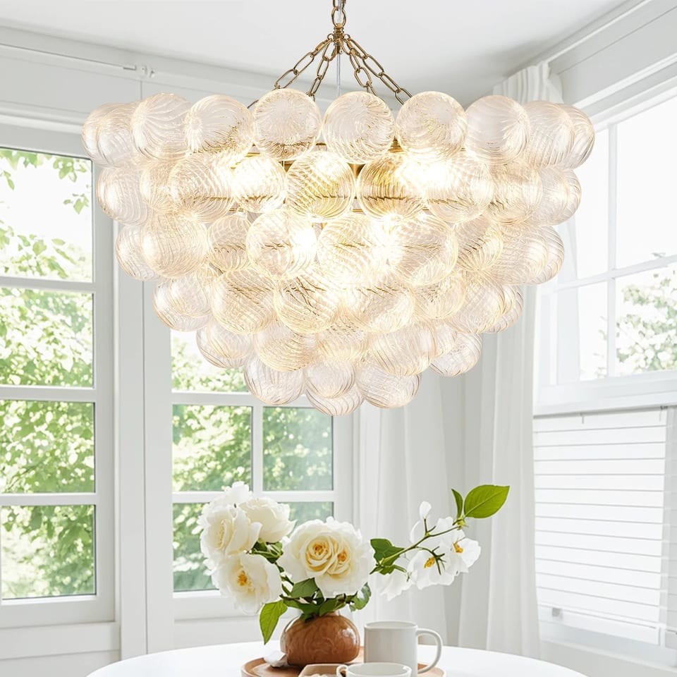 Nordic Bubble Chandelier Lighting, Gold Chandeliers for Dining Room Kitchen, product photo