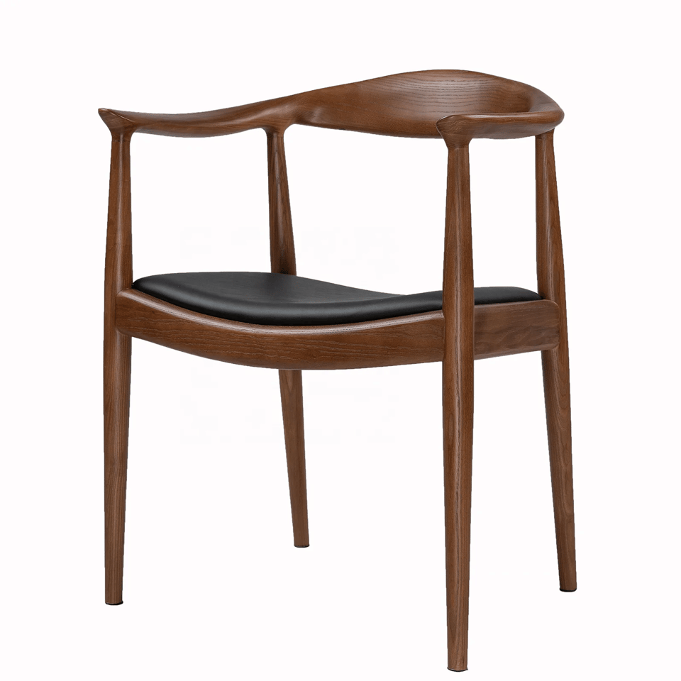 Modern Classic Living Room the Kennedy Dinning Chair Leather Seat Solid Wooden, product photo