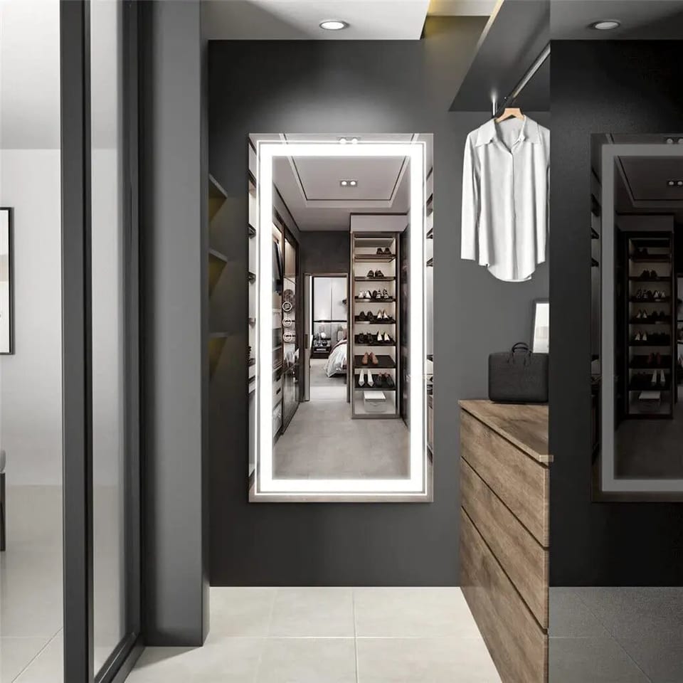 Large Size Wall Mounted Dressing Mirror Smart LED Bathroom Mirrors with Double, product photo