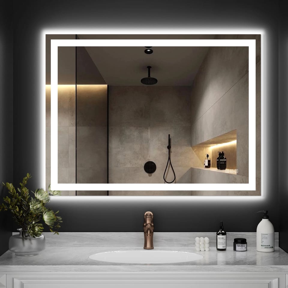 US Local Stock Large Tempered Modern Anti-Fog Home Decoration Wide Glass Touch, product photo