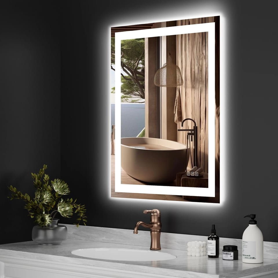 US Local Stock 28W 36H Inch Tempered Frameless Touch Adjustable Anti Fog Led, product photo