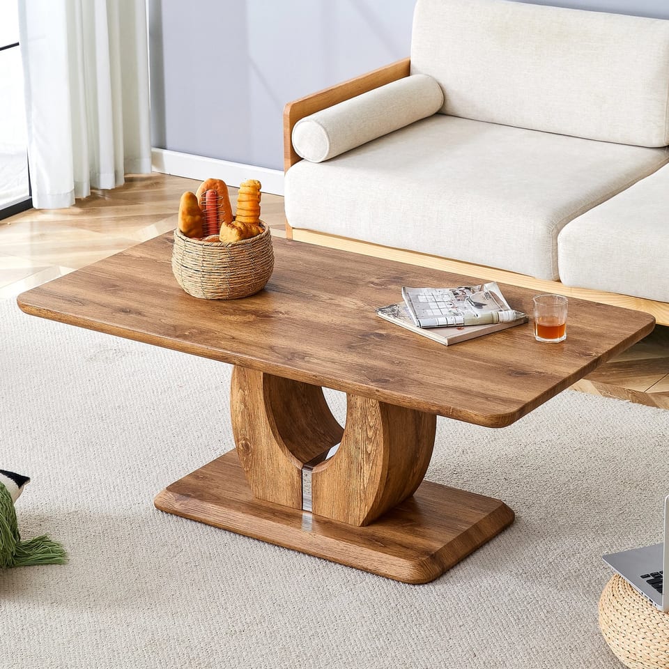 Modern Simple Luxury Wood Color Rectangular Coffee Table Panel Eco-Friendly, product photo
