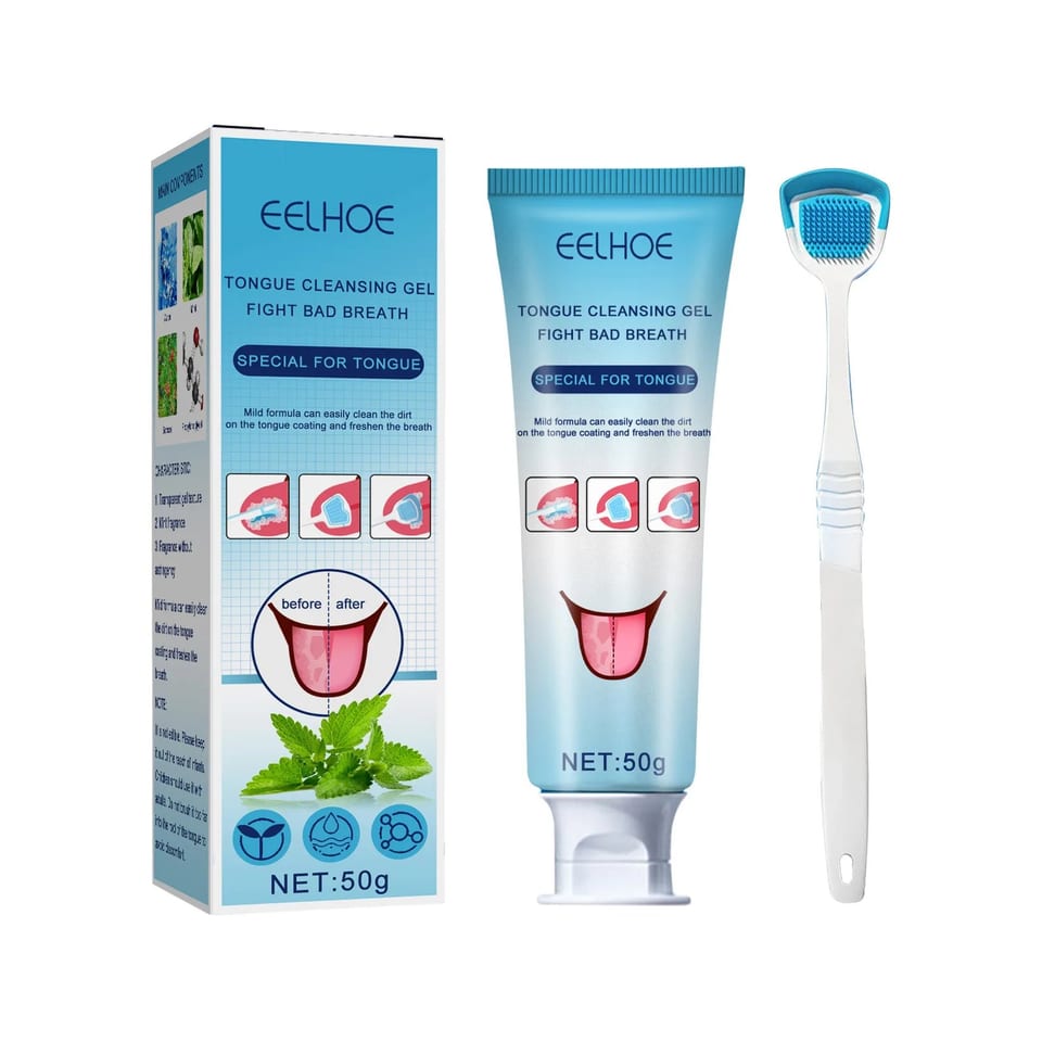 EELHOE Tongue Coating Cleansing Gel Oral Care Gel Brush to Freshen Breath and, product photo