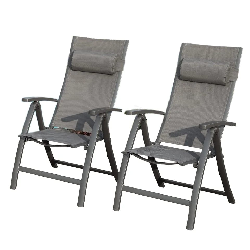Patio Folding Chair Set 2-Piece Outdoor Reclining Camping Adjustable High, product photo
