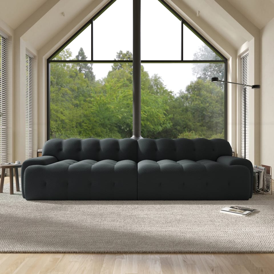 Voxhome Italian 5D Elastic Rochburg Gray Compressed Vacuum Foam Couch Sofa, product photo