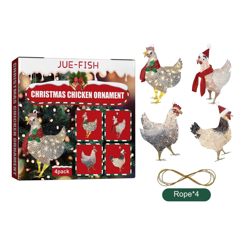Jue-Fish Chicken Pendant Set Festive Christmas Scarf Decor for Home Holiday, product photo