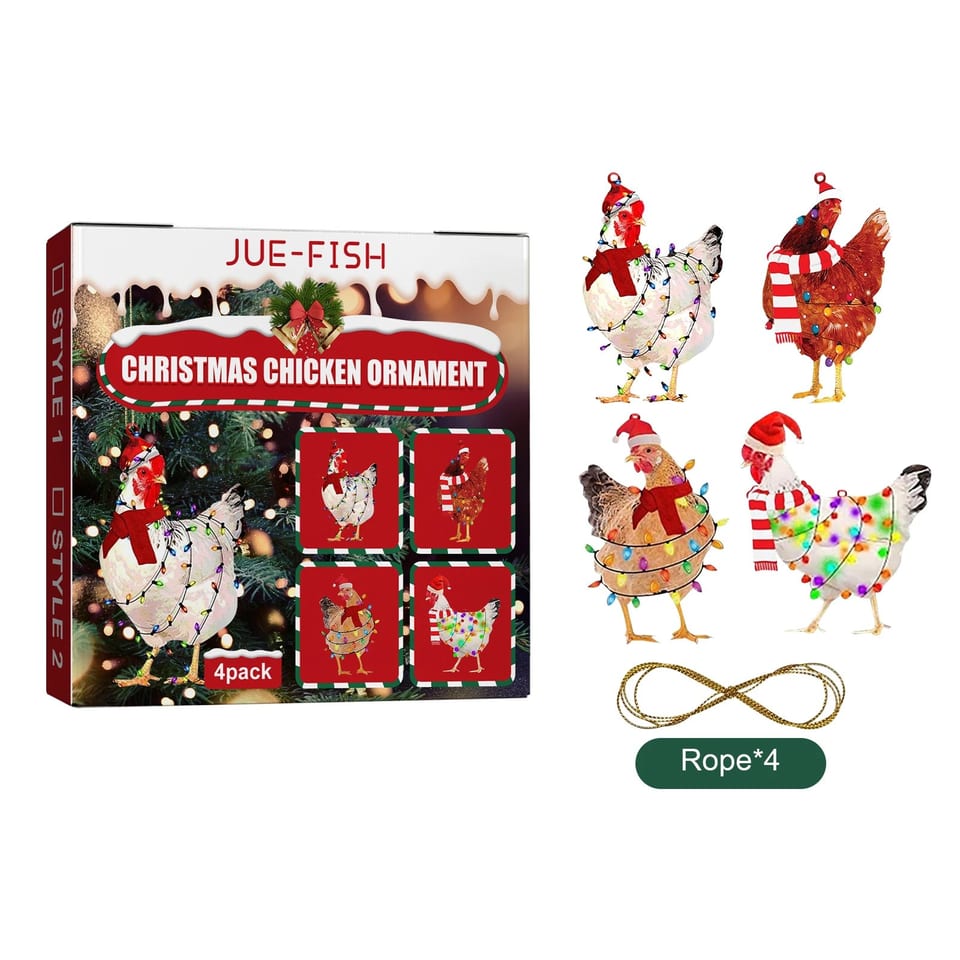 Jue-Fish Chicken Pendant Set Festive Christmas Scarf Decor for Home Holiday, product photo