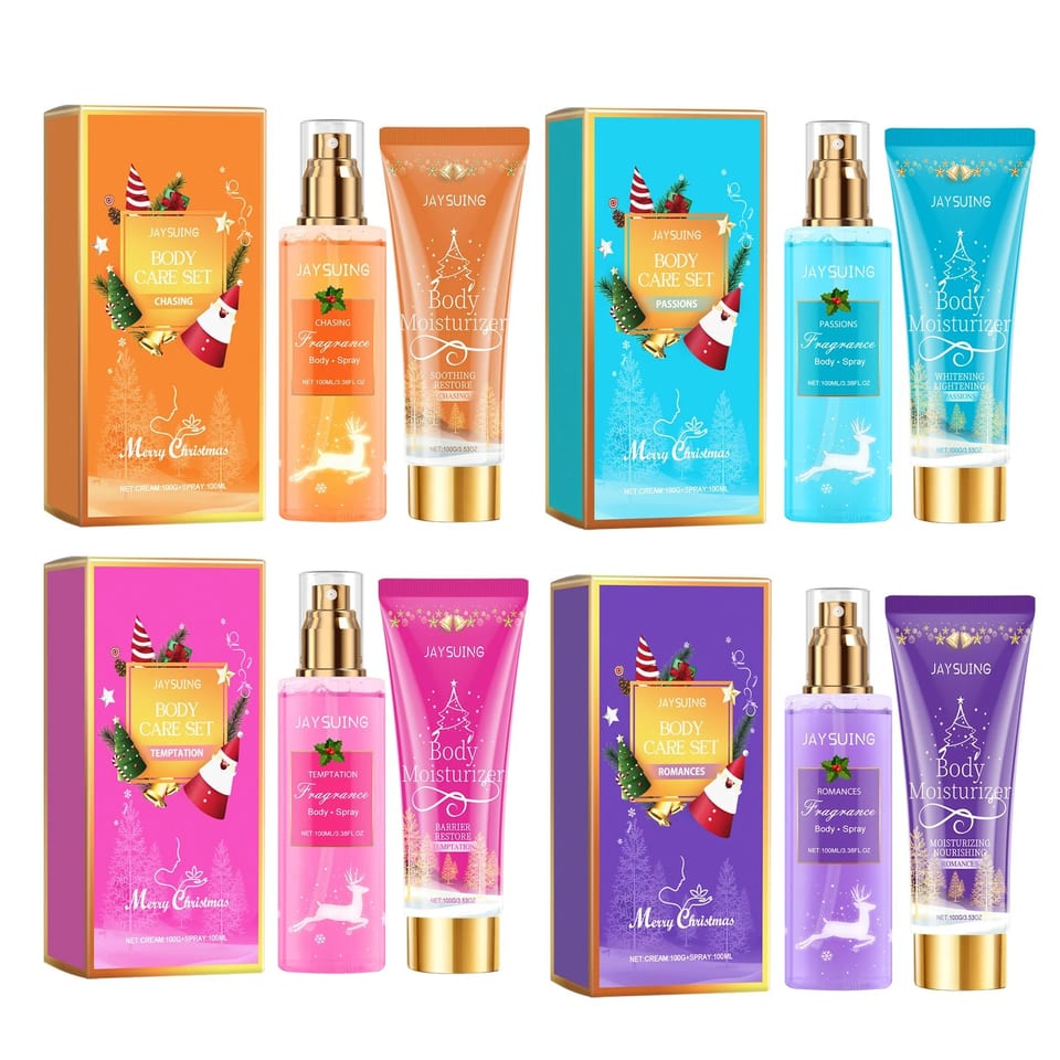 Jaysuing Christmas Perfumed Body Care Set Lasting Holiday Party Scent with, product photo