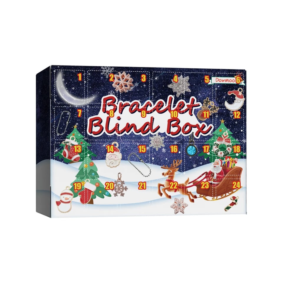 Dowmoo 24 Grid DIY Christmas Advent Calendar Blind Box with Bracelet and Bell, product photo
