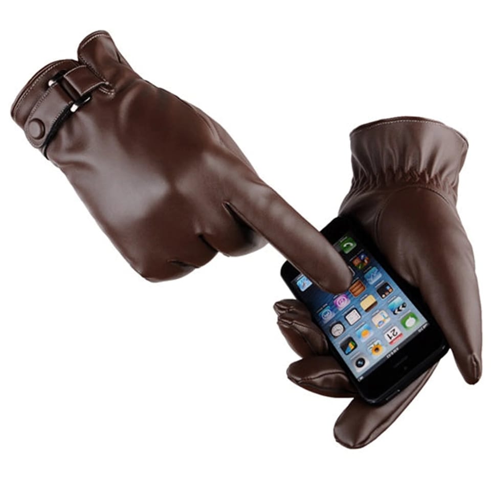 TD Autumn Warmth Stylish Vegan Leather Touch Smart Gloves Winter Gloves, product photo