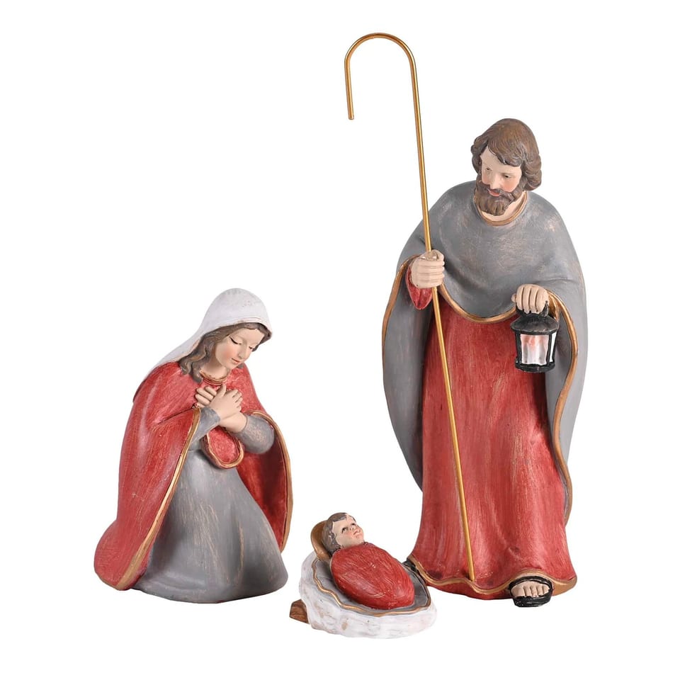 TD 7H Nativity Holy Family Christmas Figurine Elegant Lantern Staff Toy, product photo