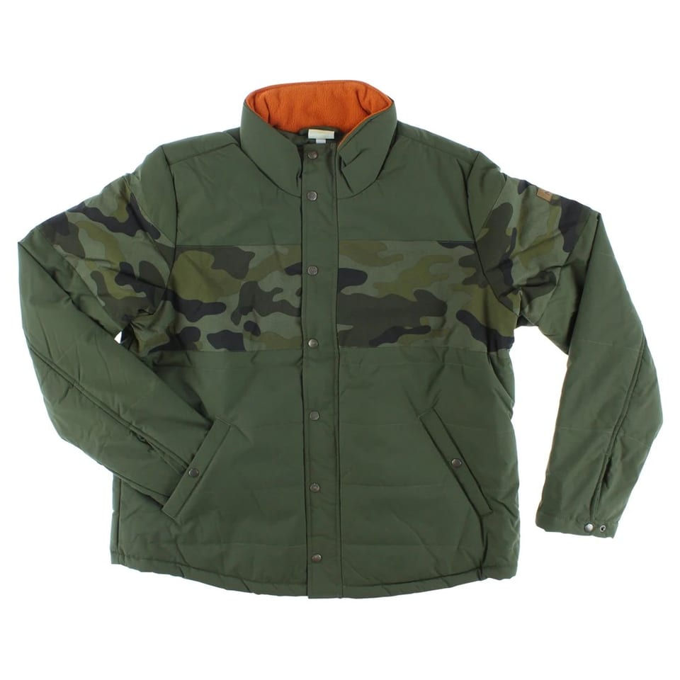 Adidas Men's Camo Padded Jacket Dark Green with Orange Plaid Size XL Casual, product photo
