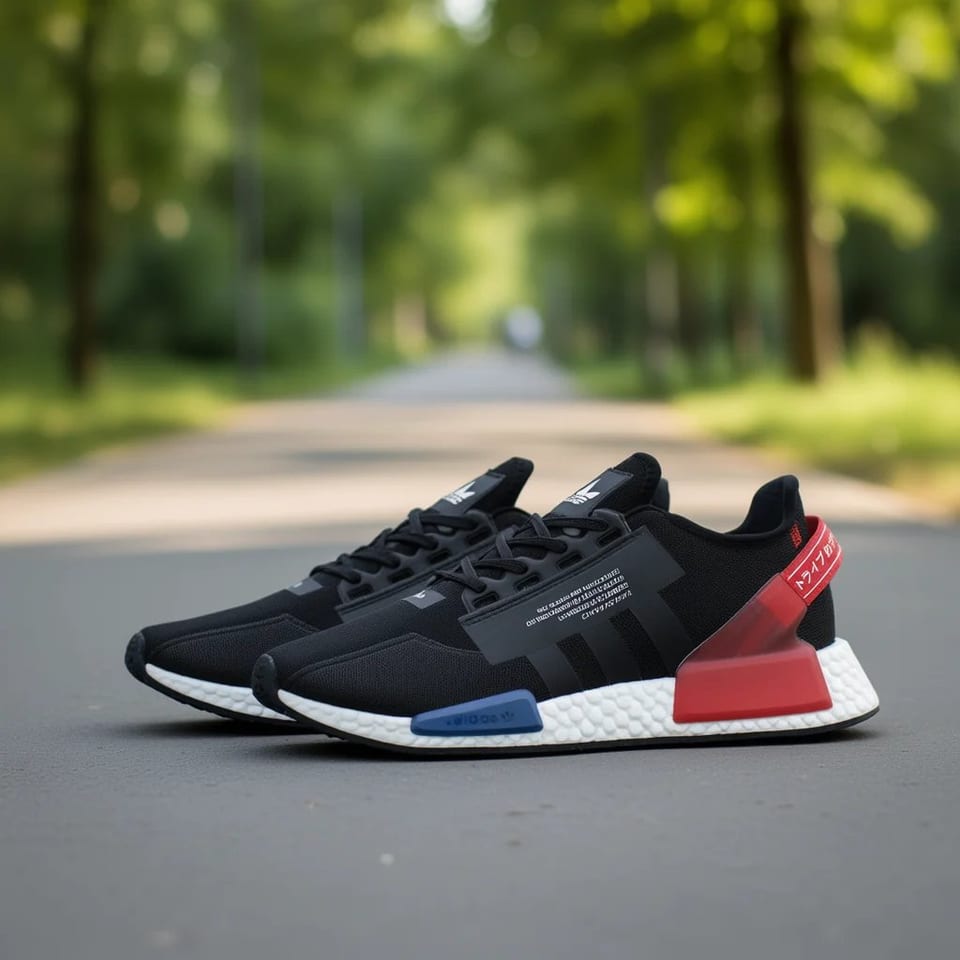 For for R1 V2 Men's Running Shoes Black Red Mesh Upper Rubber Outsole EVA, product photo