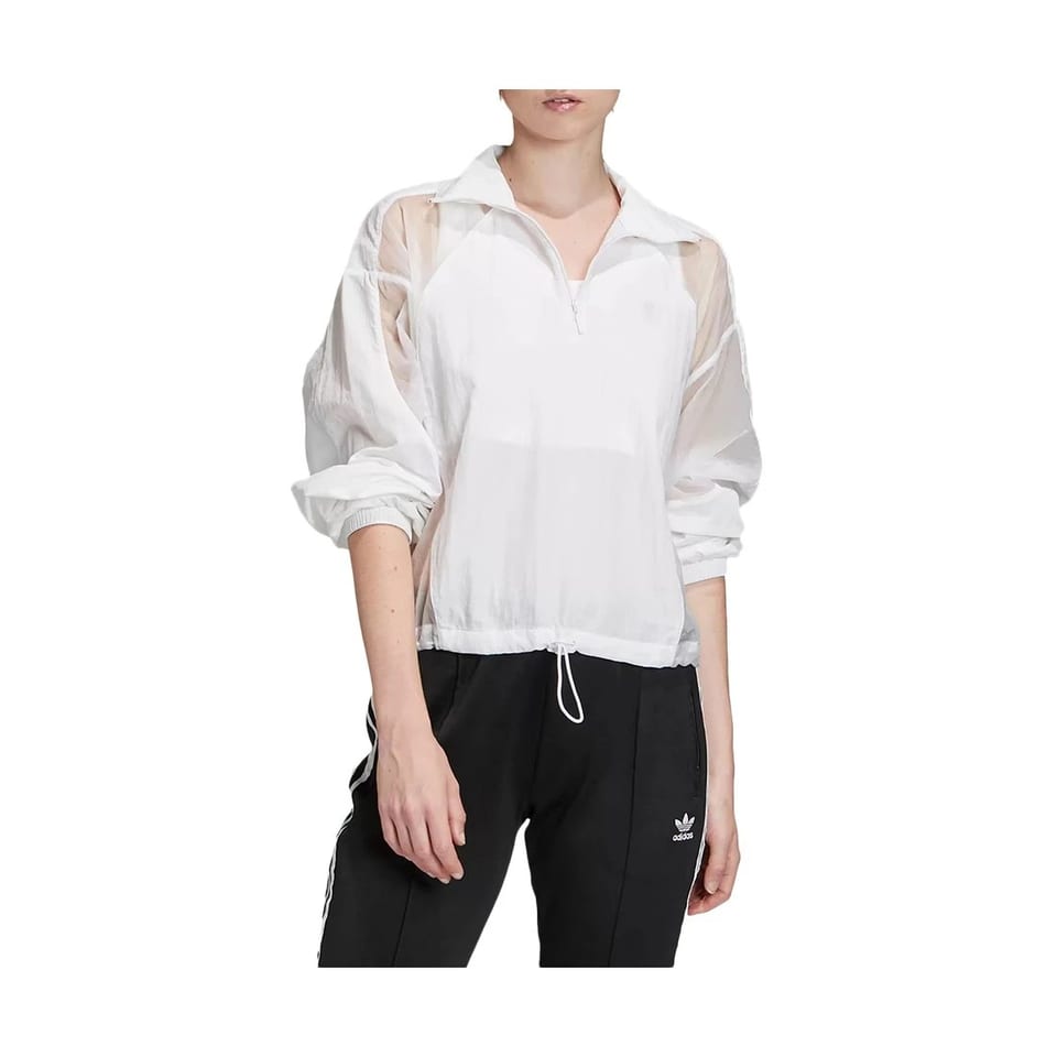 Adidas Originals Reversible Half Zip Women's Satin Jacket Size L White Front, product photo