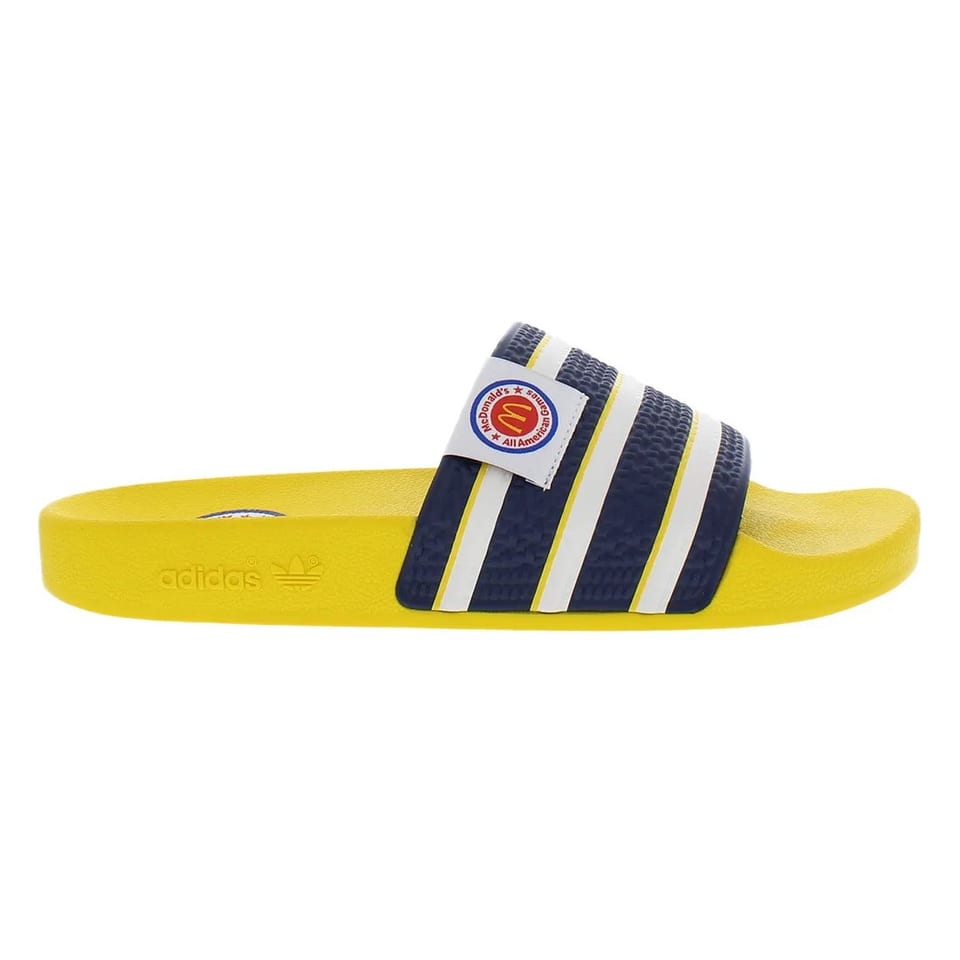 For Men's Adilette GW9714 Yellow Navy Striped EVA Slide Sandals Summer Casual, product photo