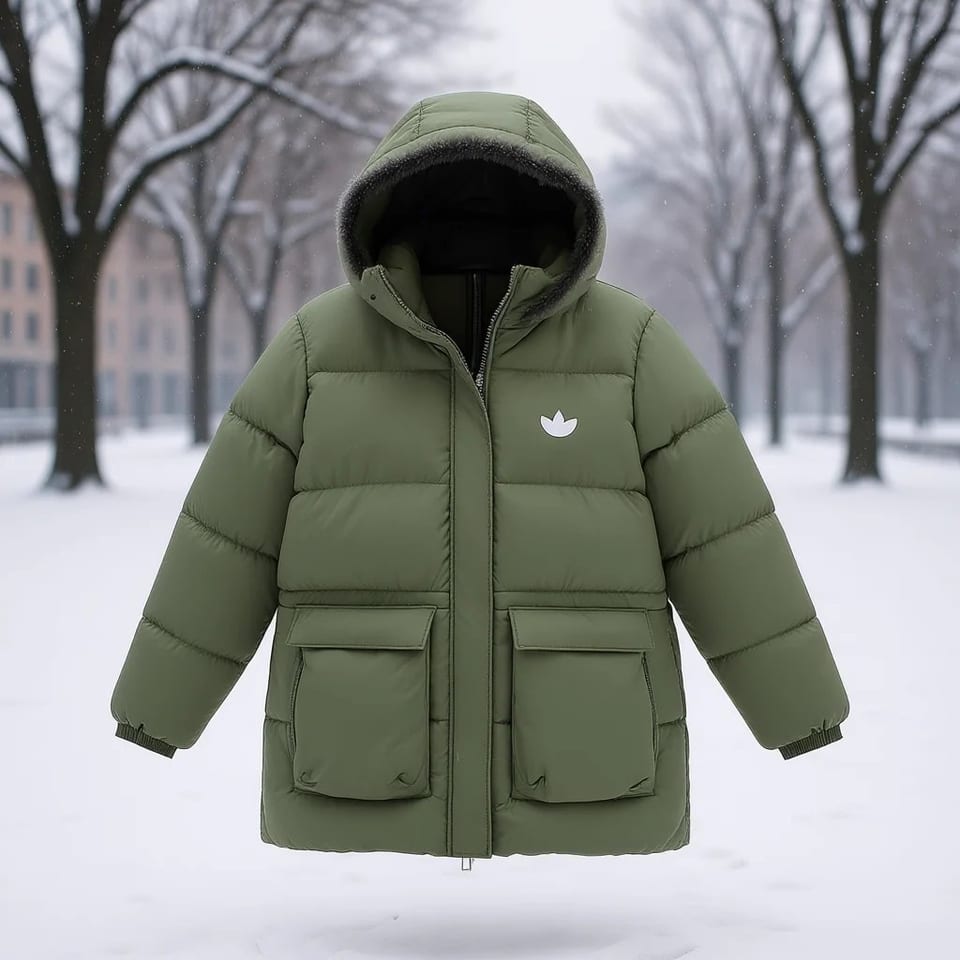 Adidas Women's Reversible Puffer Jacket Full Zip Hooded Long Winter Coat Cotton, product photo