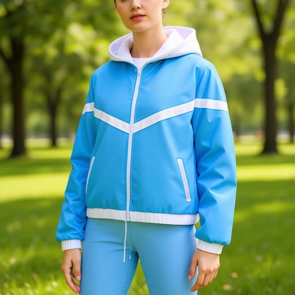 Nike Women's Reversible Varsity Jacket Lt Blue White Hooded Zipper Full Sleeve, product photo