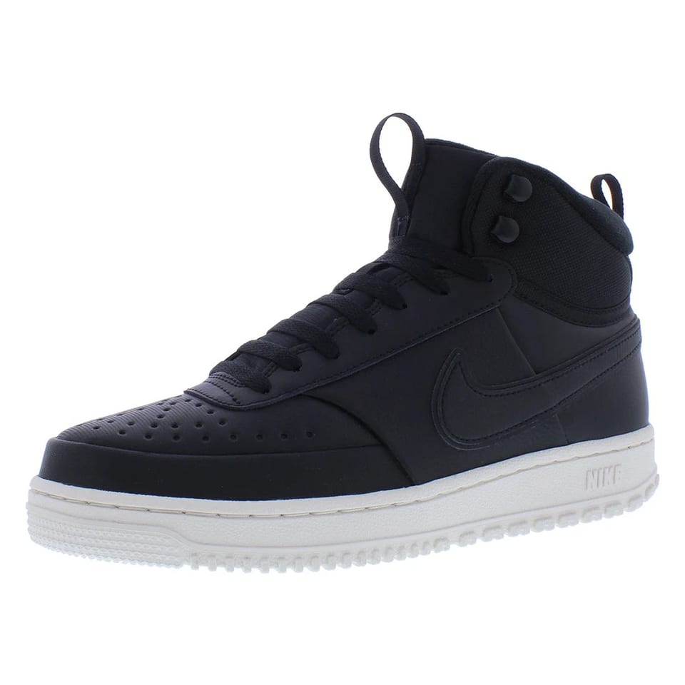 For Court Vision Mid Winter Black/Black Phantom Men's Shoes Rubber Outsole Faux, product photo
