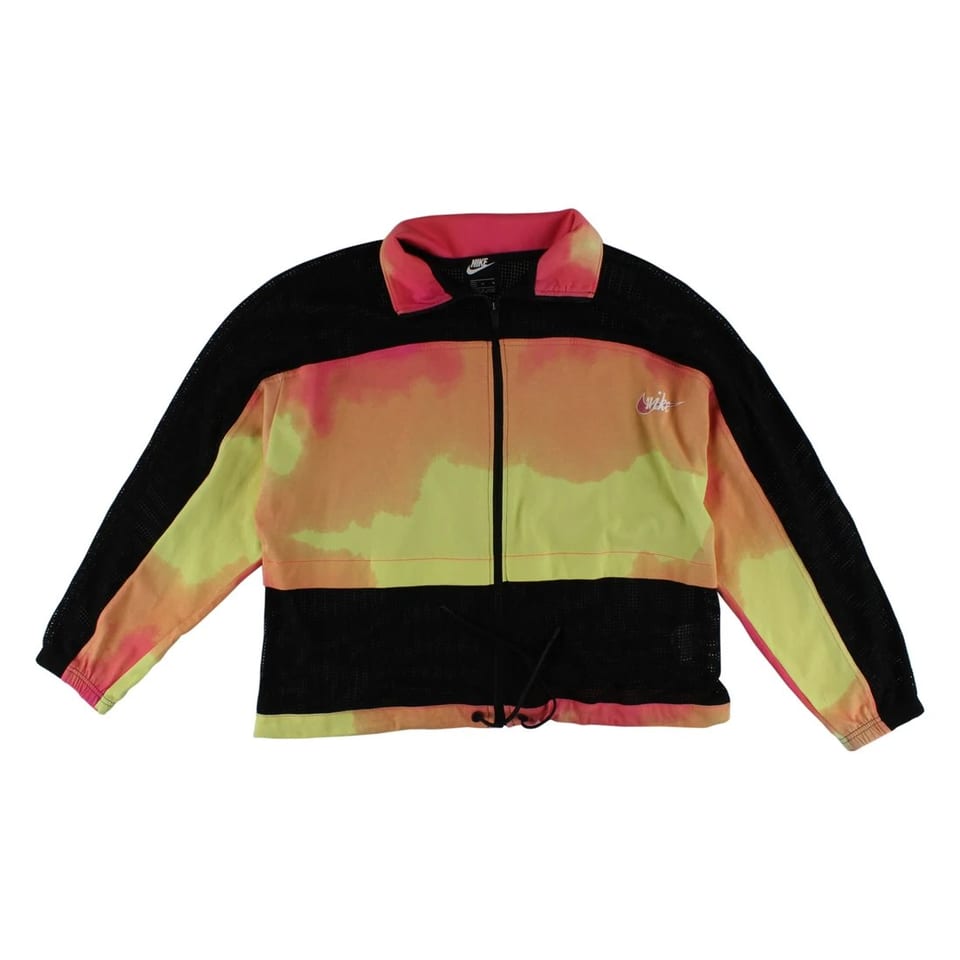 Nike Women's Sportswear Mesh Tie Dye Jacket Short Length Zipper Front Logo, product photo
