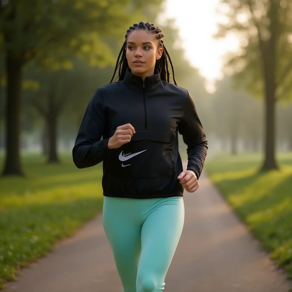 For for Run Women's Half-Zip Jacket Sheep Skin Woven Thin Lightweight Hooded, product photo